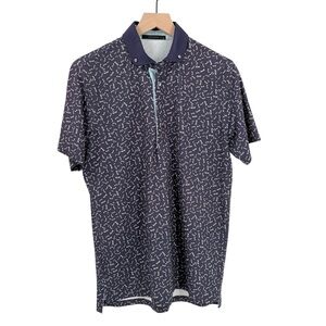 Greyson Men's Navy Patterned Dragonfly Golf Polo Shirt‎ Small